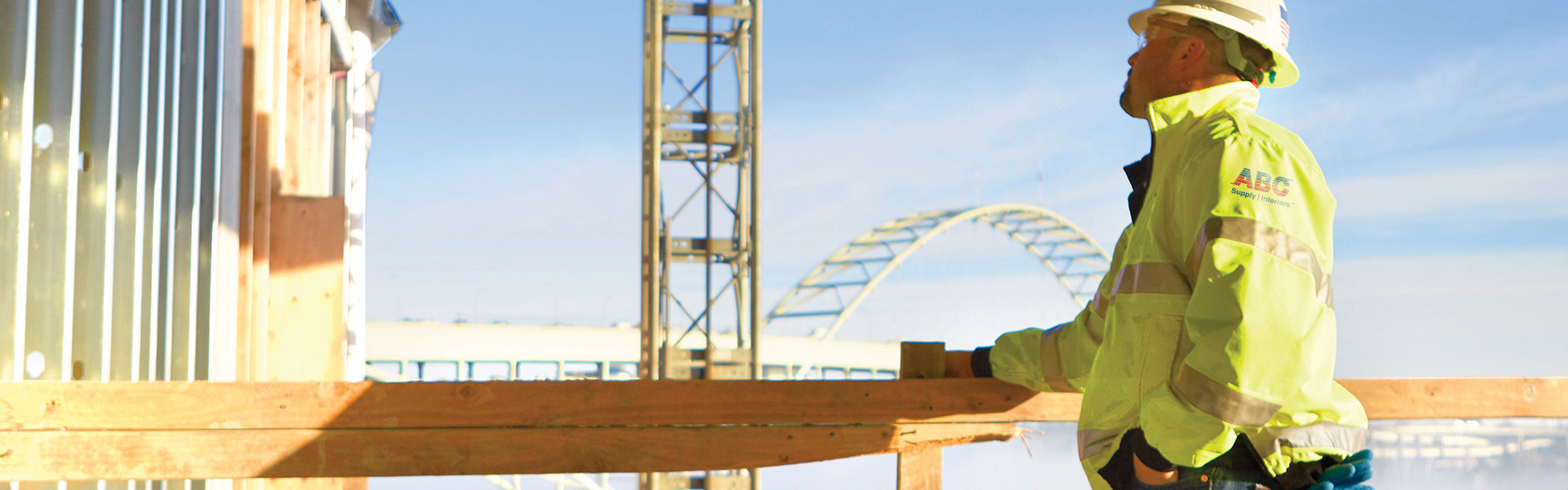 ABC Supply Interiors employee looking at a jobsite